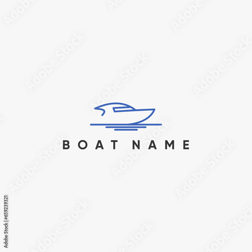 Simple Boat logo Monoline Line Art