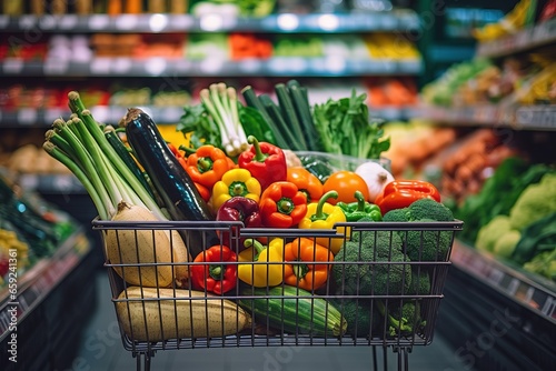 shopping cart with vegetables photo