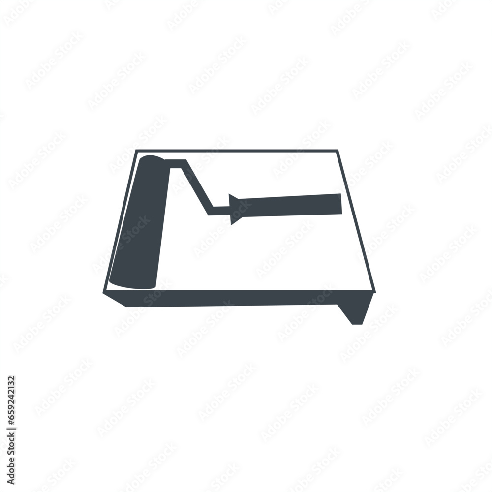 Paint tray and paint roller concept icon design stock illustration Paint tray and paint roller concept icon design stock illustration