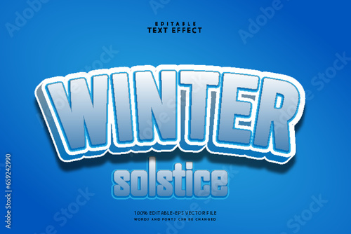 Winter solstice editable text effect 3 dimension emboss cartoon style