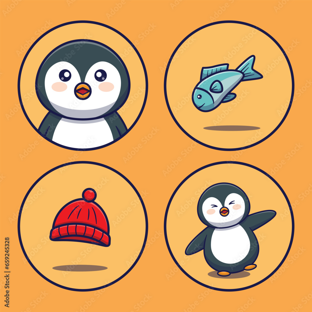 Obraz premium penguin animal icon collection cartoon vector illustration