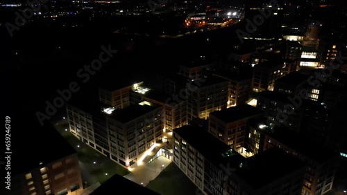 Wallpaper Mural Drone view of the city at night. Torontodigital.ca