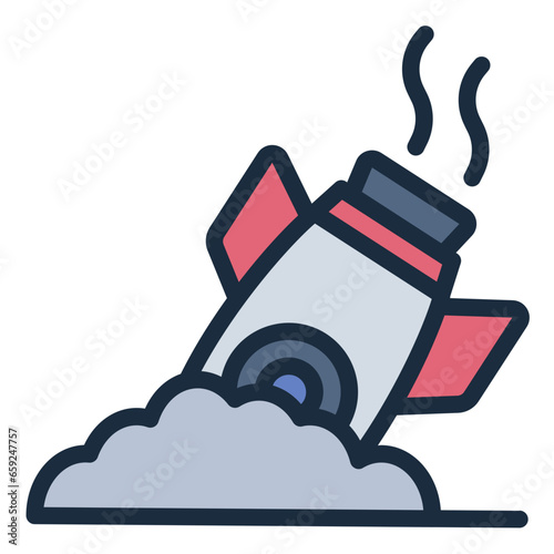 Rocket landing Crash filled line icon