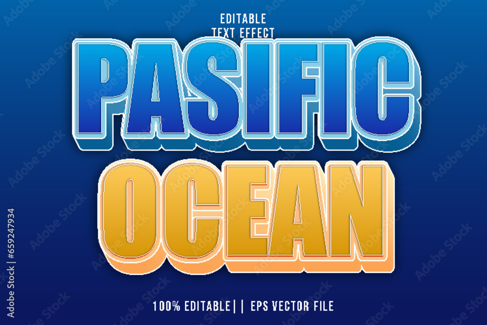Pasific Ocean Editable Text Effect 3D Gradient Style