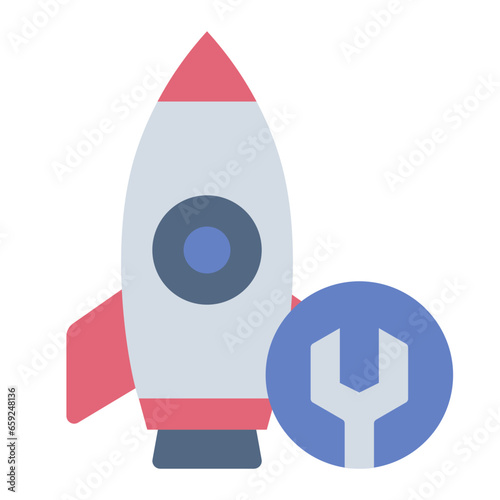 Rocket spaceship Maintenance flat icon
