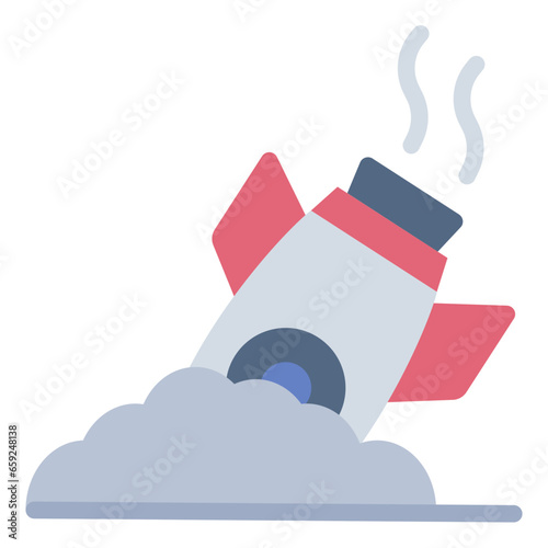 Rocket landing Crash flat icon