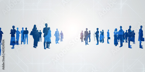 Canvas Print Group of multinational people and technology