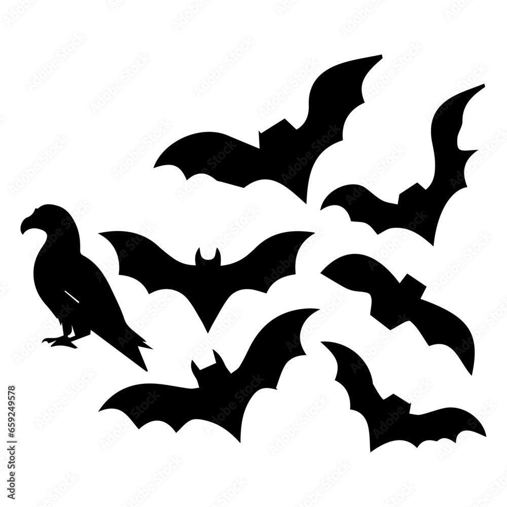 Fototapeta premium bat vector silhouette, Halloween bat vector illustration
