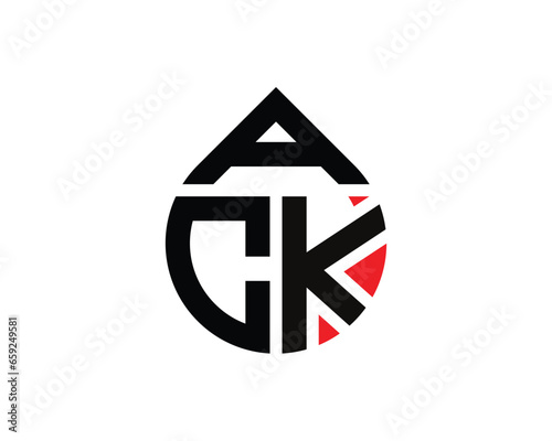 Water drop shape ACK letter logo design. ACK drop logo simple design.