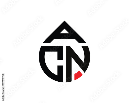 Water drop shape ACN letter logo design. ACN drop logo simple design.