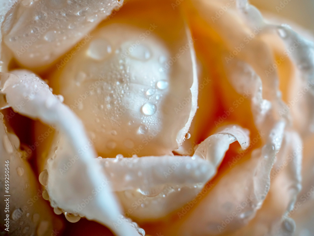 fresh delicate tea rose with dew drops on a blurry background fresh delicate tea rose with dew drops on a blurry background