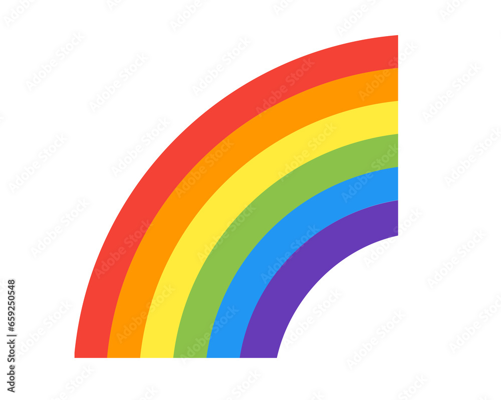 Obraz premium Half of a full rainbow icon, showing six bands of color red, orange, yellow, green, blue, violet