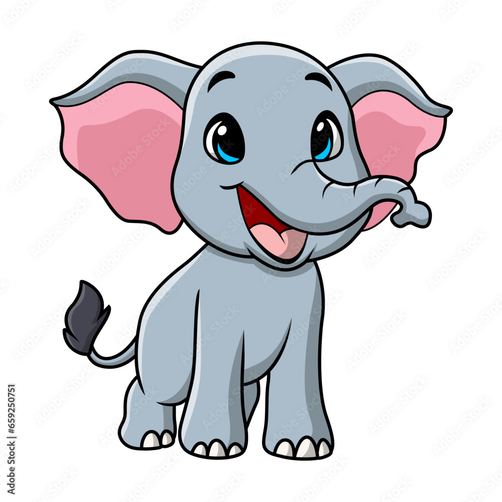 Cute elephant cartoon on white background Cute elephant cartoon on white background