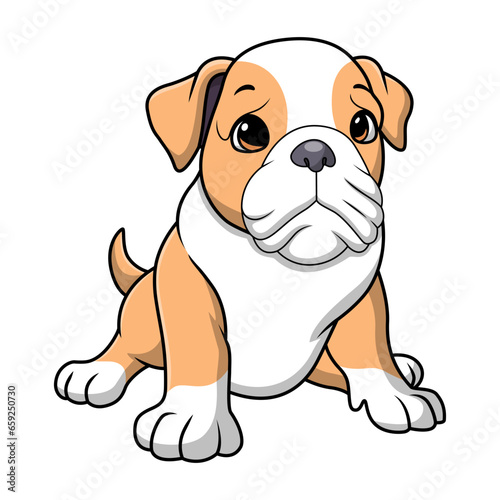 Cute pitbull cartoon on white background