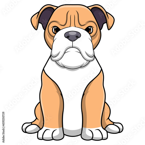 Cute pitbull cartoon on white background