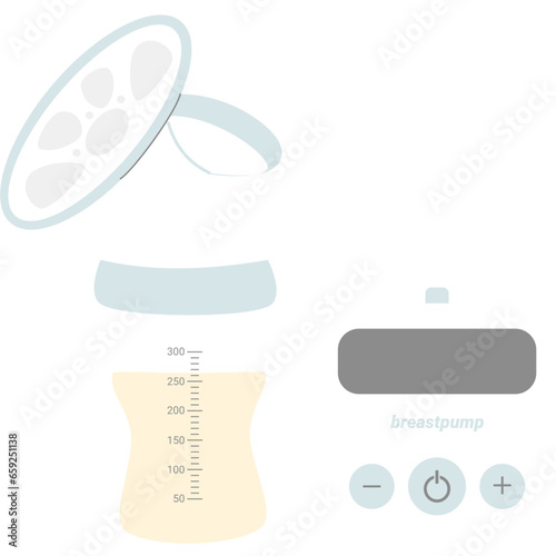 Electric breast pump for breastfeeding equipment vector