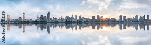 Panoramic skyline of Shanghai on a high-rise building © shengyi
