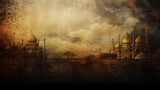 Very Old Grunge Background with Oriental Ornaments Mosque Backgr