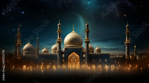 Beaituful Islamic Design Greeting Card Background Mosque Backgro
