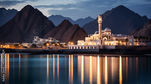 Beautiful Muttrah Corniche Muscat Oman Mosque Background