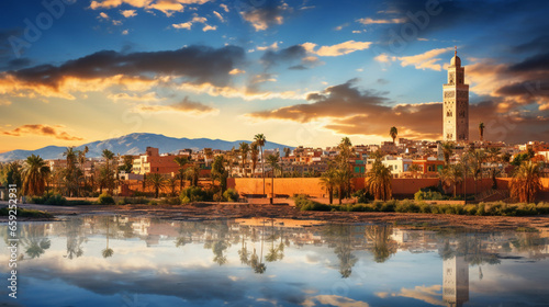 Amazing Panoramic Sunset View of Marrakech and Old Medina photo