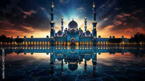 Sheikh Zayed Beautiful Grand Mosque at Evening Abu Dhabi Mosque photo