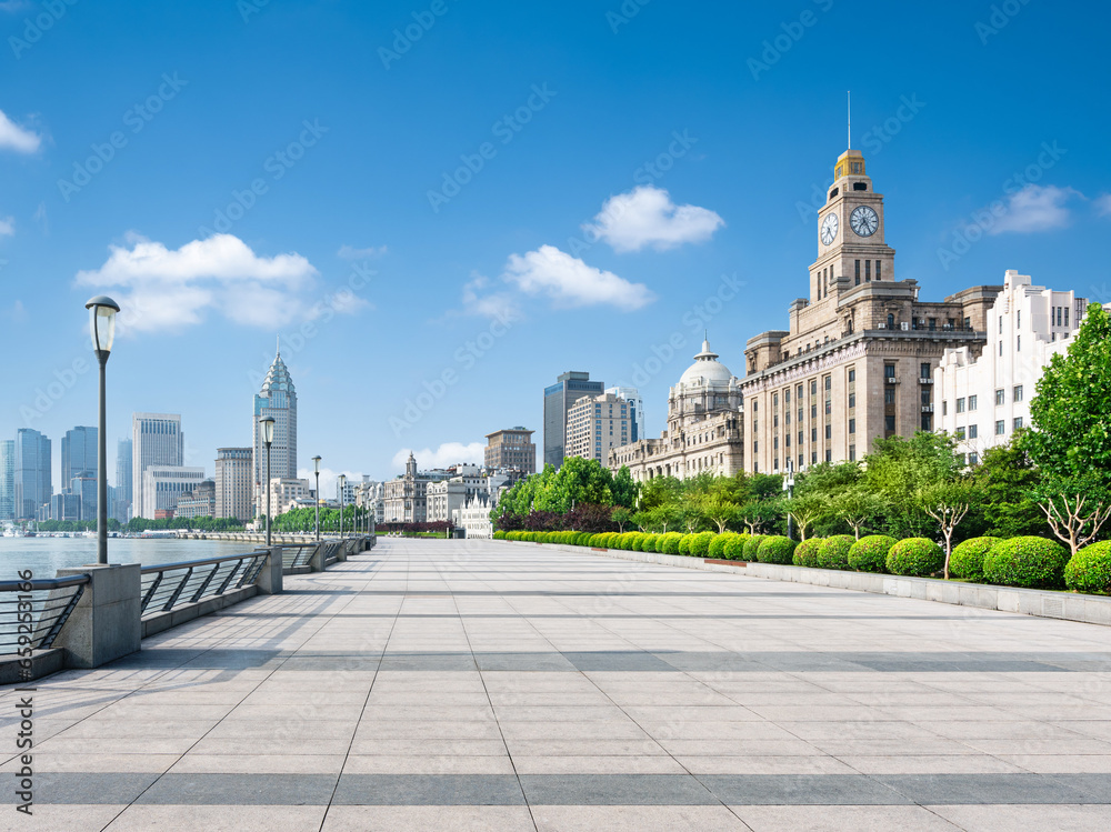 Panoramic skyline of Shanghai on a high-rise building Panoramic skyline of Shanghai on a high-rise building