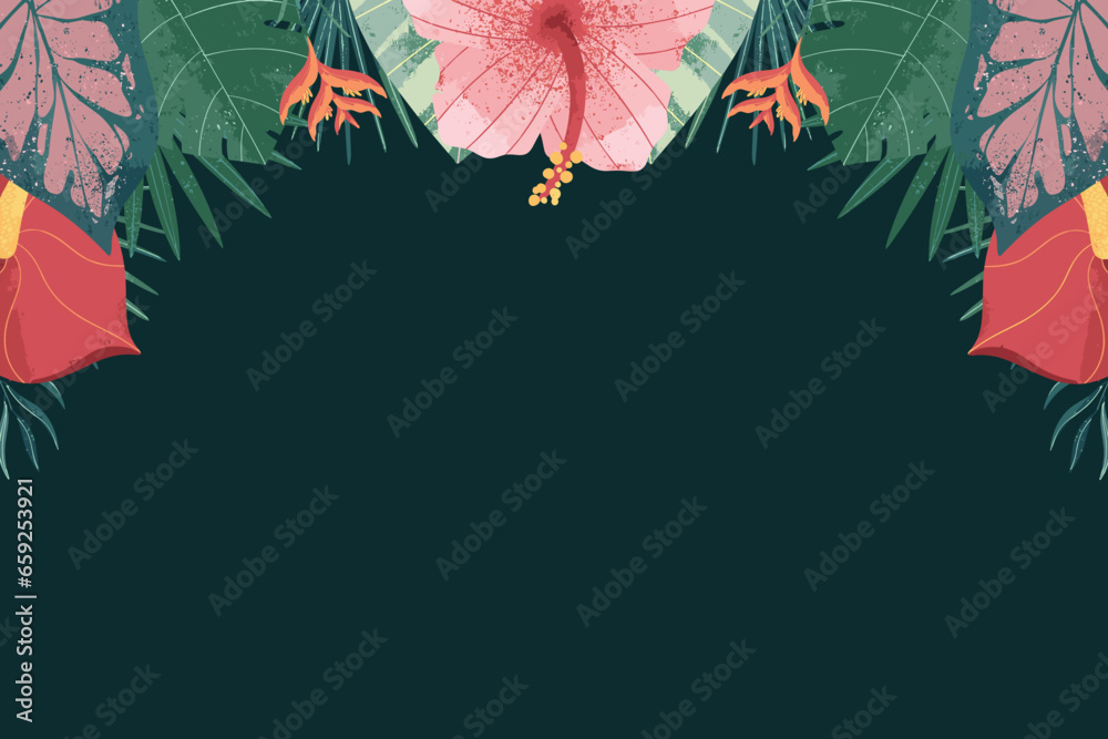 Obraz premium Tropical Leaf Illustration Frame Background