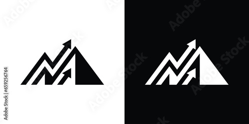 logo design combination of mountains and arrows made in an abstract style.