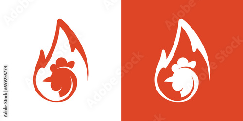 food logo design with chicken and fire icon.