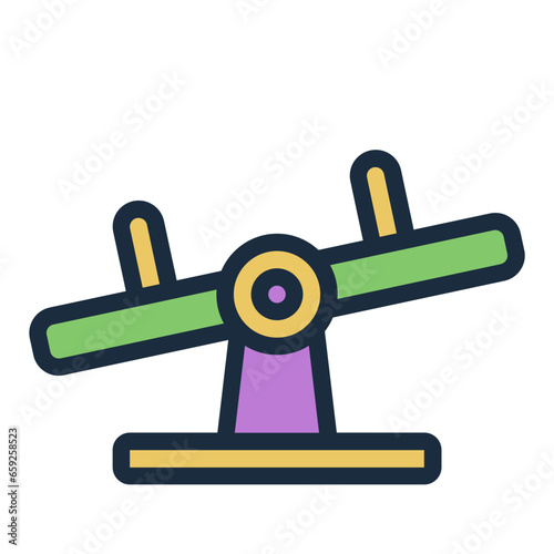 Seesaw playground kindergarten filled line icon