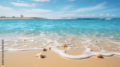 Defocused Tropical Beach with Golden Sand and Turquoise Water