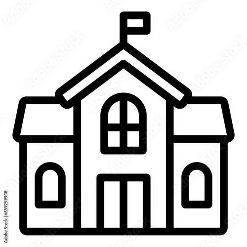 Kindergarten building outline icon