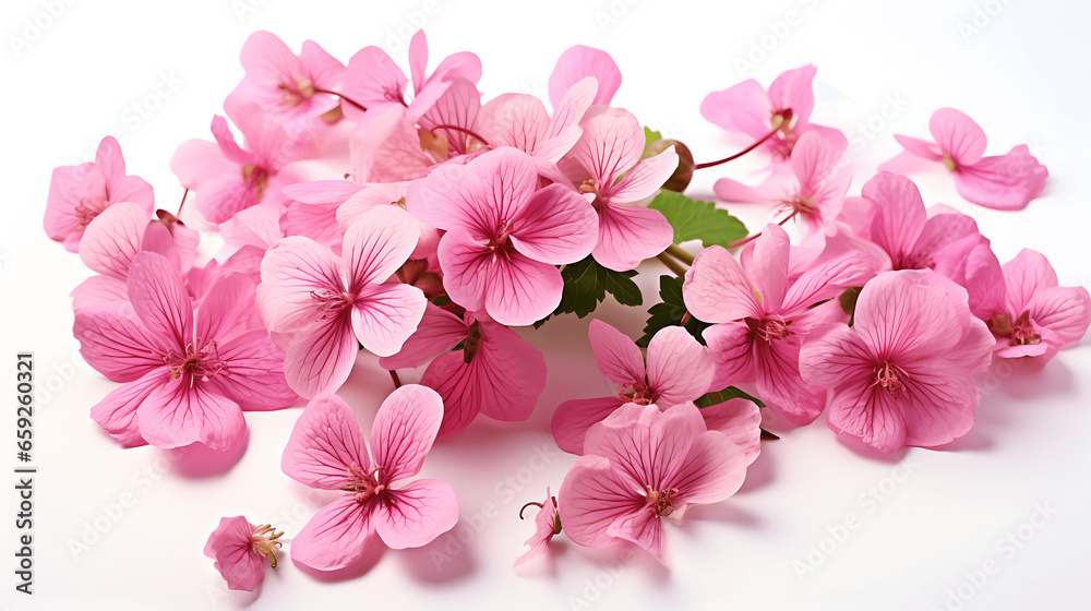 Pink Flowers and Geranium Petals