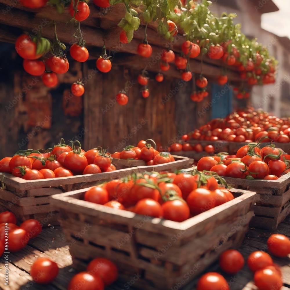 Tomatoes in a basket at the Tomato Throwing Festival, La Tomatina Tomatoes in a basket at the Tomato Throwing Festival, La Tomatina
