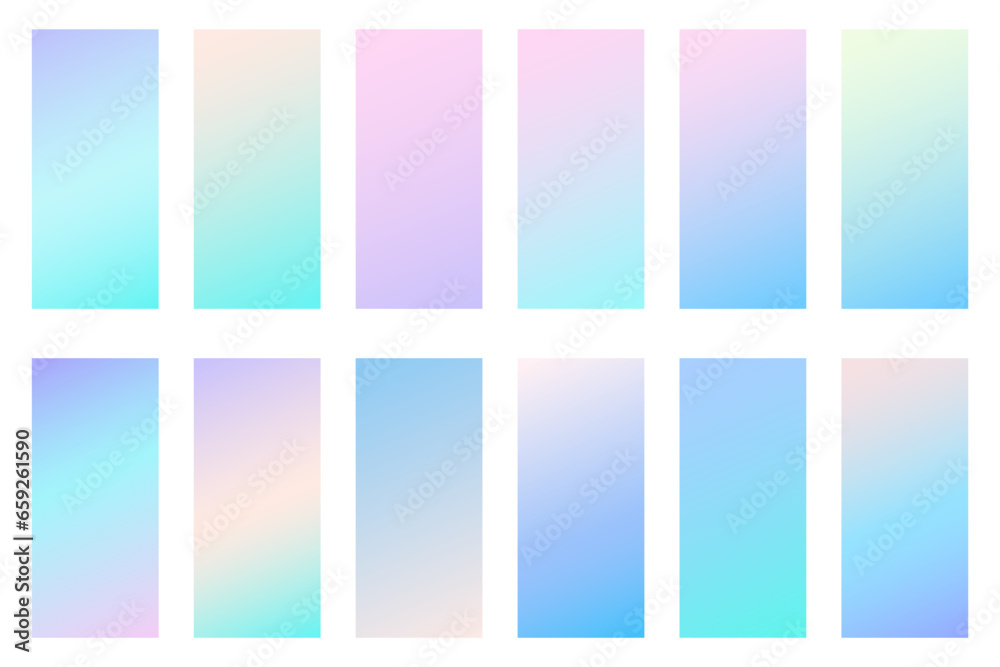 Obraz premium Pastel gradient backgrounds. Winter light blue and purple sky. Abstract soft vector designs.
