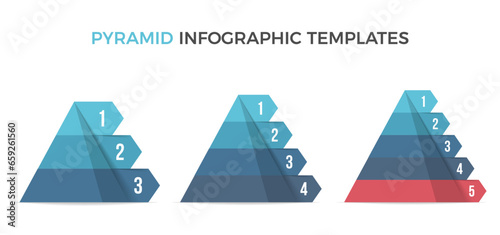 Three pyramid infographic templates, vector eps10 illustration