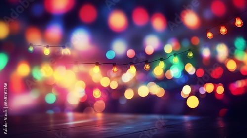 Colorful Bokeh And Retro String Lights