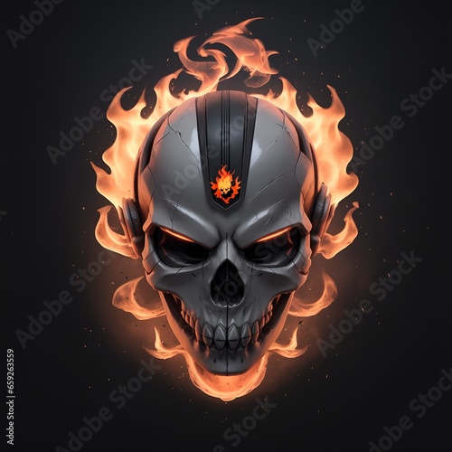 head skull fire mascot and esport gaming logo, AI generated photo