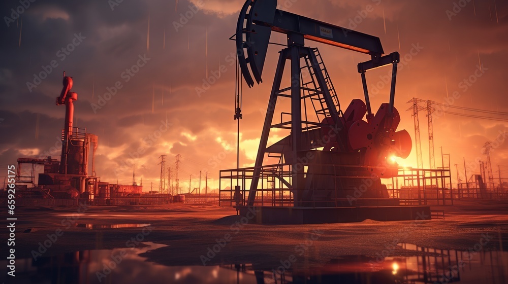 Fototapeta premium Oil pump oil rig energy industrial machine for petroleum
