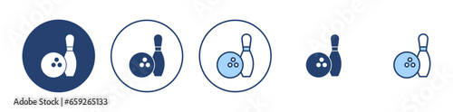 Bowling icon vector. bowling ball and pin sign and symbol.