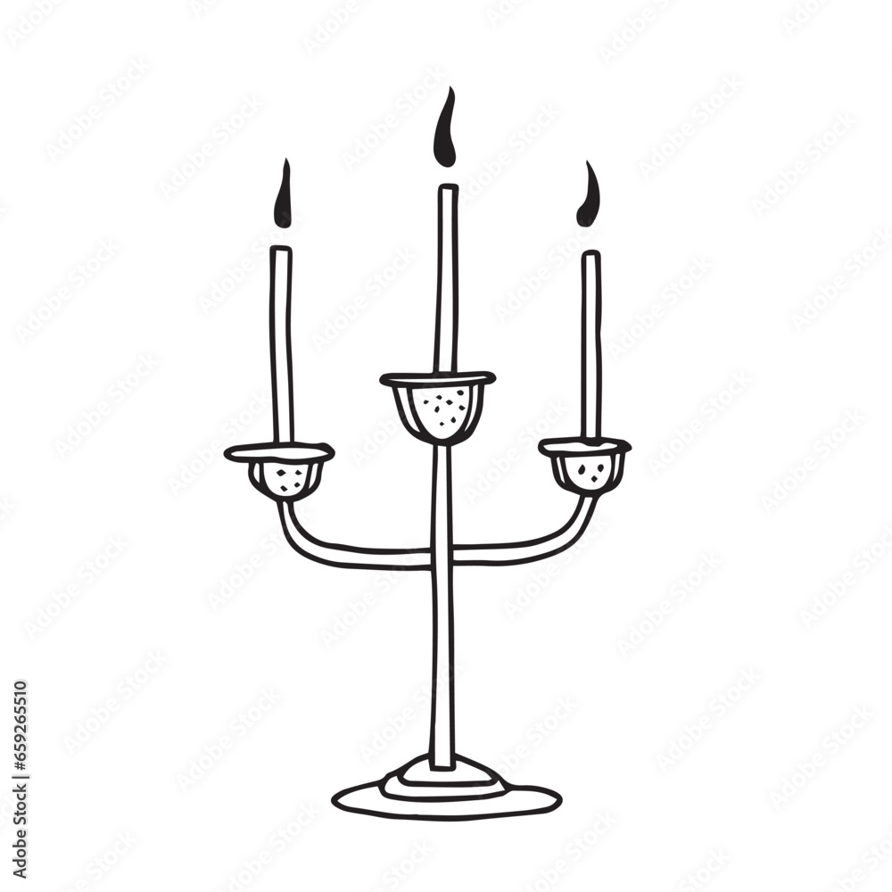 Candelabra candlestick with candles doodle vector clipart Candelabra candlestick with candles doodle vector clipart