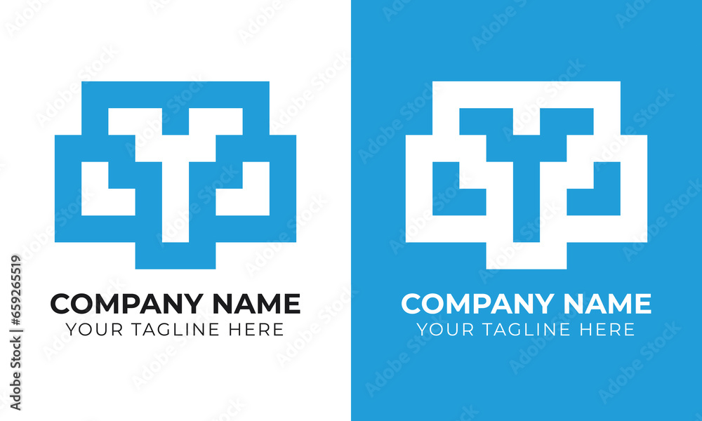 Obraz premium Creative modern minimal abstract monogram initial letter t logo design template