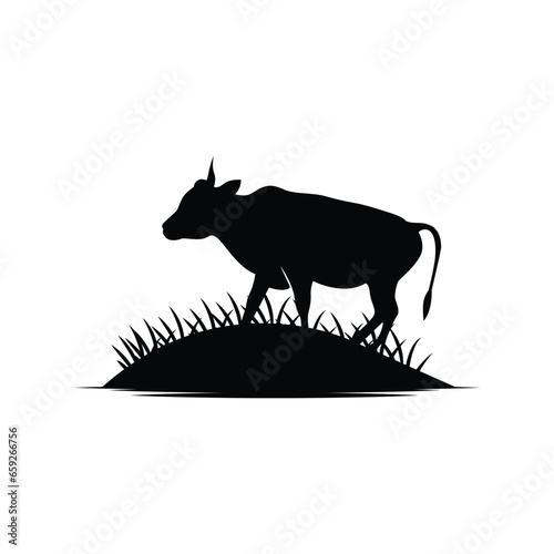 Cow Logo  Cattle Farm Vector  Silhouette Simple Minimalist Design Illustration  Symbol Template