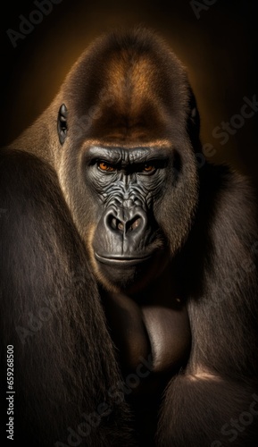 Black gorilla on a black background
