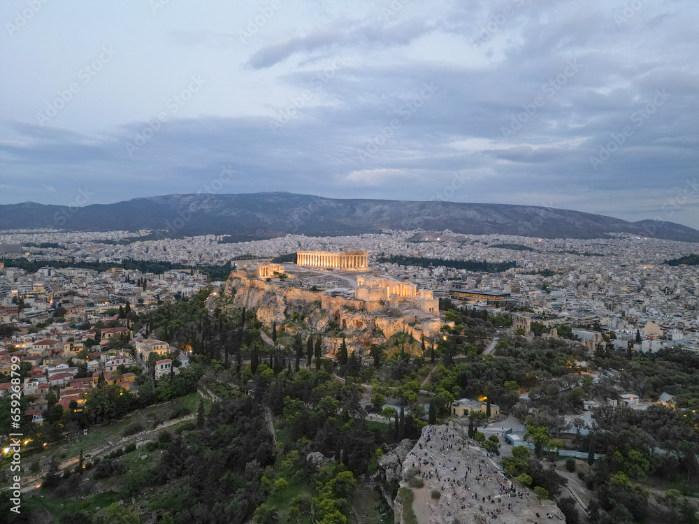 Aerial view of Acropolis, Athens, Greece