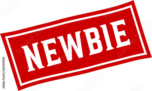 Newbie square grunge stamp, Red label stamp vector