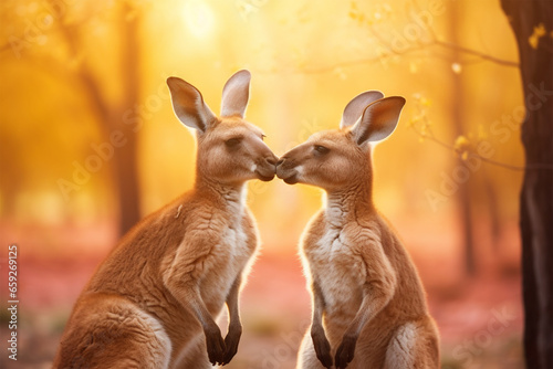a pair of kangaroos kissing © Yoshimura