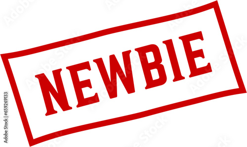 Newbie square grunge stamp, Red label stamp vector