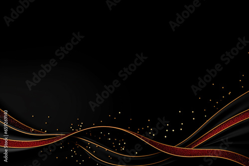 Christmas or New Year colorful greeting banner with swirl ribbons and stars. Vivid colorful background with copy space. Generative AI